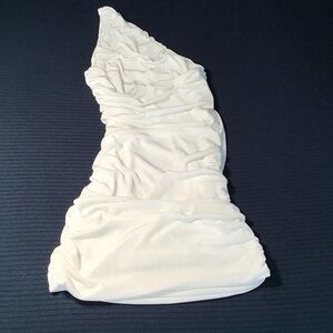 Ruched One-Shoulder White Dress